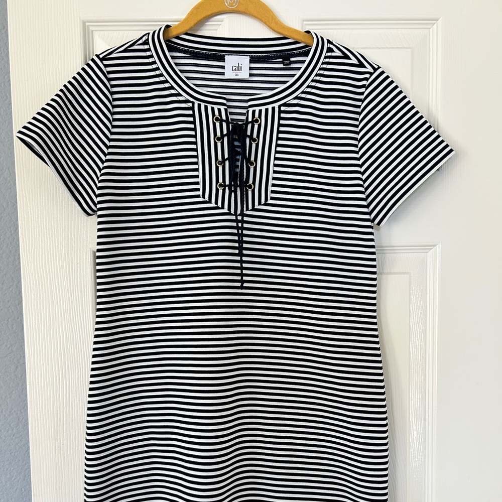CAbi Navy and White Striped Dress‎ 👗